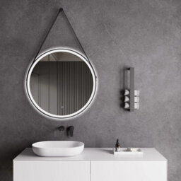 Fino Stone Parador Hanging Round Heated Anti-Fog Led Bathroom Mirror 60Cm