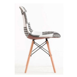 Life Interiors Single Black/white Patchwork Modern Dining Chair With Wooden Legs & Black Metal Wire Frame - thumbnail 3