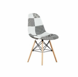 Life Interiors Single Black/white Patchwork Modern Dining Chair With Wooden Legs & Black Metal Wire Frame