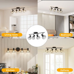 Emitto 4-Way Spotlight Ceiling Light Adjustable Vintage Black Metal E14 Fixture - thumbnail 9