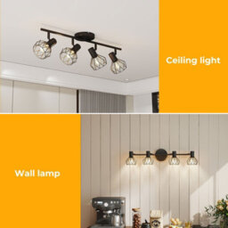 Emitto 4-Way Spotlight Ceiling Light Adjustable Vintage Black Metal E14 Fixture - thumbnail 8