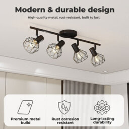 Emitto 4-Way Spotlight Ceiling Light Adjustable Vintage Black Metal E14 Fixture - thumbnail 5