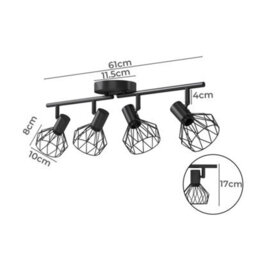 Emitto 4-Way Spotlight Ceiling Light Adjustable Vintage Black Metal E14 Fixture - thumbnail 4