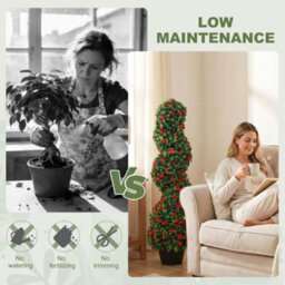 Homcom Artificial Rose Topiary Tree With 630 Leaves And 133 Flowers, Set Of 2 - thumbnail 5