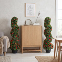 Homcom Artificial Rose Topiary Tree With 630 Leaves And 133 Flowers, Set Of 2 - thumbnail 8
