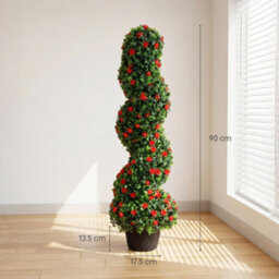 Homcom Artificial Rose Topiary Tree With 630 Leaves And 133 Flowers, Set Of 2 - thumbnail 3