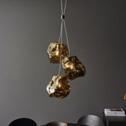 Metallic Bronze 3 Light Ceiling Pendant Modern Rock Design Hanging Light Fitting - thumbnail 4