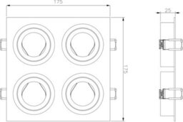 Luminosa Lighting Luminosa Knightsbridge Ambar Quad Tilt Square Downlight White - Ama4Tsw - thumbnail 2