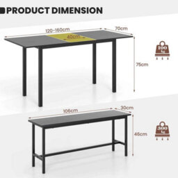 Modern Folding Table 3 Pcs Dining Table Set Extendable Kitchen Table - thumbnail 2