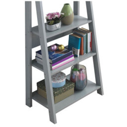 Timber Art Design Riva Scandinavian Retro Ladder Bookcase Shelving Shelf Unit Grey 5 Tier - thumbnail 4