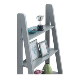 Timber Art Design Riva Scandinavian Retro Ladder Bookcase Shelving Shelf Unit Grey 5 Tier - thumbnail 5