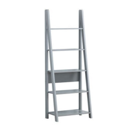Timber Art Design Riva Scandinavian Retro Ladder Bookcase Shelving Shelf Unit Grey 5 Tier - thumbnail 1
