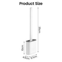 2-Piece Set Of Silicone Toilet Brush And Holder, Wall Mounted Cleaning Brush - White - thumbnail 2