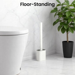 2-Piece Set Of Silicone Toilet Brush And Holder, Wall Mounted Cleaning Brush - White - thumbnail 3