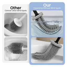 2-Piece Set Of Silicone Toilet Brush And Holder, Wall Mounted Cleaning Brush - White - thumbnail 5