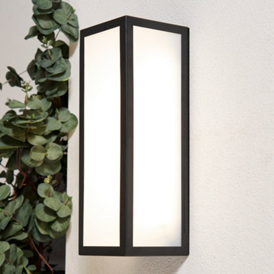 Litecraft Pictor Black Glass Panel Outdoor Wall Light - image 1