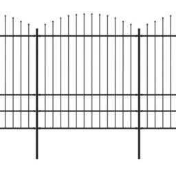 Berkfield Garden Fence With Spear Top Steel (1.75-2)X15.3 M Black - thumbnail 2