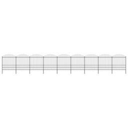 Berkfield Garden Fence With Spear Top Steel (1.75-2)X15.3 M Black - thumbnail 1