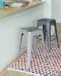 Beliani Set Of 2 Bar Stools Cabrillo Metal Grey - thumbnail 2