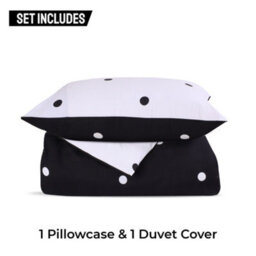 Ameha Printed Duvet Cover 3 Piece Set With Matching Pillowcase Black & White Dotted Design Reversible Double (200X200Cm) - thumbnail 4