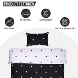 Ameha Printed Duvet Cover 3 Piece Set With Matching Pillowcase Black & White Dotted Design Reversible Double (200X200Cm) - thumbnail 3