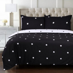 Ameha Printed Duvet Cover 3 Piece Set With Matching Pillowcase Black & White Dotted Design Reversible Double (200X200Cm) - thumbnail 5