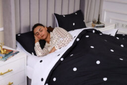 Ameha Printed Duvet Cover 3 Piece Set With Matching Pillowcase Black & White Dotted Design Reversible Double (200X200Cm) - thumbnail 9