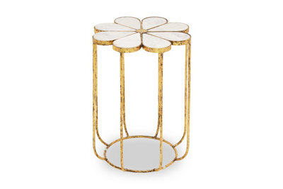 Orsina Petal Side Table With Marble Top, Gold Finish Bedside Table, Modern  Nesting Table, Metallic Round Table - image 1