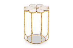 Orsina Petal Side Table With Marble Top, Gold Finish Bedside Table, Modern  Nesting Table, Metallic Round Table