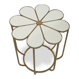 Orsina Petal Side Table With Marble Top, Gold Finish Bedside Table, Modern  Nesting Table, Metallic Round Table - thumbnail 3
