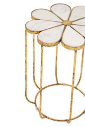Orsina Petal Side Table With Marble Top, Gold Finish Bedside Table, Modern  Nesting Table, Metallic Round Table - thumbnail 4