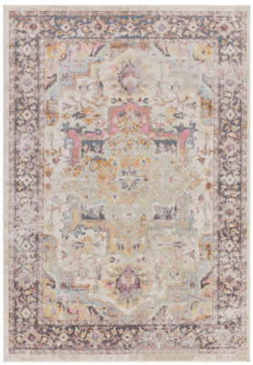Traditional Persian Floral Abstract Bordered Easy To Clean Rug For Dining Room-120Cm X 170Cm - image 1
