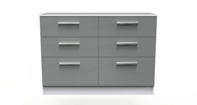 Trent 6 Drawer Wide Chest In Dusk Grey & White (Ready Assembled) - image 1