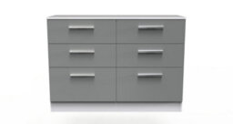Trent 6 Drawer Wide Chest In Dusk Grey & White (Ready Assembled) - thumbnail 1