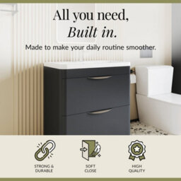 Balterley Aldershawe Contemporary Floor Standing 2 Drawer Bathroom Vanity Unit & Polymarble Basin, Dark Grey, 550mm - thumbnail 2