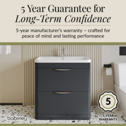 Balterley Aldershawe Contemporary Floor Standing 2 Drawer Bathroom Vanity Unit & Polymarble Basin, Dark Grey, 550mm - thumbnail 6