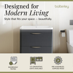 Balterley Aldershawe Contemporary Floor Standing 2 Drawer Bathroom Vanity Unit & Polymarble Basin, Dark Grey, 550mm - thumbnail 3