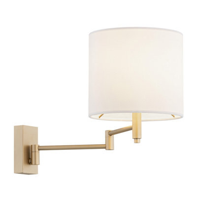 Luminosa Lighting Luminosa Dolce Adjustable Arm Wall Lamp With Shade White, Gold - image 1