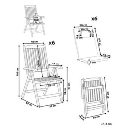 Beliani Set Of 6 Garden Chairs With Cushions Amantea Premium Acacia Wood Blue - thumbnail 3