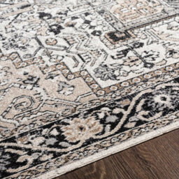 Livabliss Lavadora Washable Black Beige Traditional Boho Living Dining Rug 160 X 213 Cm Non Shedding - thumbnail 3