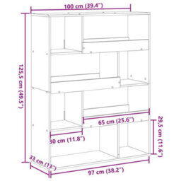 Berkfield Room Divider Grey Sonoma 100X33X125.5 Cm Engineered Wood - thumbnail 9