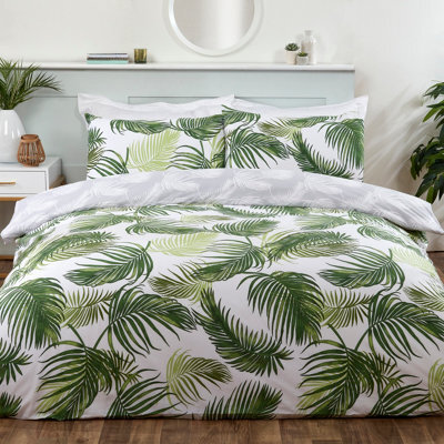Smart Living Polycotton Floral Palm Print Reversible Duvet Cover With Pilllowcase - image 1