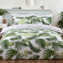 Smart Living Polycotton Floral Palm Print Reversible Duvet Cover With Pilllowcase - thumbnail 1