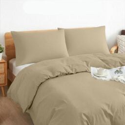 Aspire Homeware Plain Duvet Cover Set Soft Microfibre, Beige, Super King (L)220Cm X (W)260Cm - thumbnail 2