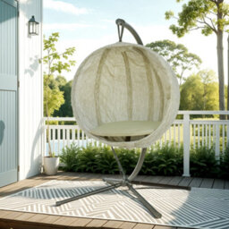 Outsunny Hanging Egg Chair Outdoor Indoor Swing Chair, Folding Basket, Khaki - thumbnail 9