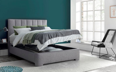 Europa Medburn Ottoman Storage Upholstered Bed Frame Light Grey Linen Fabric - image 1
