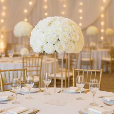 Sandra Chaircovers Rose Ball Collection, 50Cm Diameter, Artificial Silk Rose Ball Centrepiece, Single, Ivory, Silk Flowers - image 1