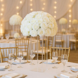 Sandra Chaircovers Rose Ball Collection, 50Cm Diameter, Artificial Silk Rose Ball Centrepiece, Single, Ivory, Silk Flowers - thumbnail 1