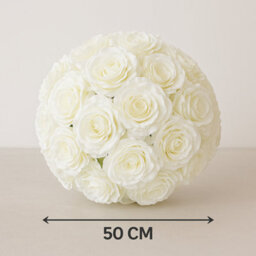 Sandra Chaircovers Rose Ball Collection, 50Cm Diameter, Artificial Silk Rose Ball Centrepiece, Single, Ivory, Silk Flowers - thumbnail 2