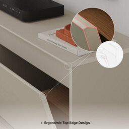 Decortie Modern Tv Stand Unit 120Cm With Soft-Close Drop-Down Door Non-Handle Design & Storage Space, Living Room, Sandstone - thumbnail 9